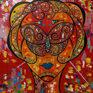 “LADY BUTTERFLY / COLOURS OF NEW YORK” - Acrylic and marker on canvas, 80x60cm, 2026