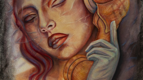 “The Gesture of Listening” - Mixed Media on Wood Panel (Acrylic, Oil Paint, Ink, Sand, Gesso, Glazing, and Mixed-Media Applications on Wood Panel), 48×36 inches, 2026